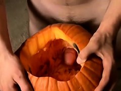 Billy and Chain carves holes on pumpkin and fucks