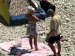 Hidden vid of French woman fingered on beach