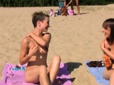 Nude beach girl gets together with her friends