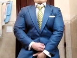 Str8 daddy jerking off in suit