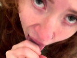 Petite amateur redheaded teen pisses and sucks cock