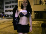 Cute brunette flashing and fucking on the streets