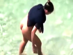 Stepmother Wades Naked In The Surf