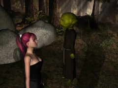 Tasty 3D redhead babe sucking on Yoda's hard cock