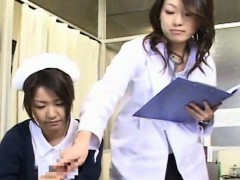 Subtitled CFNM Japanese milf doctor and nurse handjob